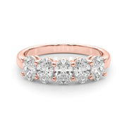 Shared Prong Oval Half Eternity Ring in Gold & Platinum
