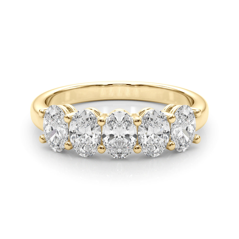 Shared Prong Oval Half Eternity Ring in Gold & Platinum