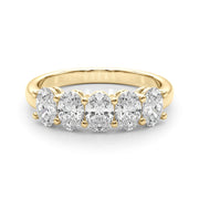 Shared Prong Oval Half Eternity Ring in Gold & Platinum