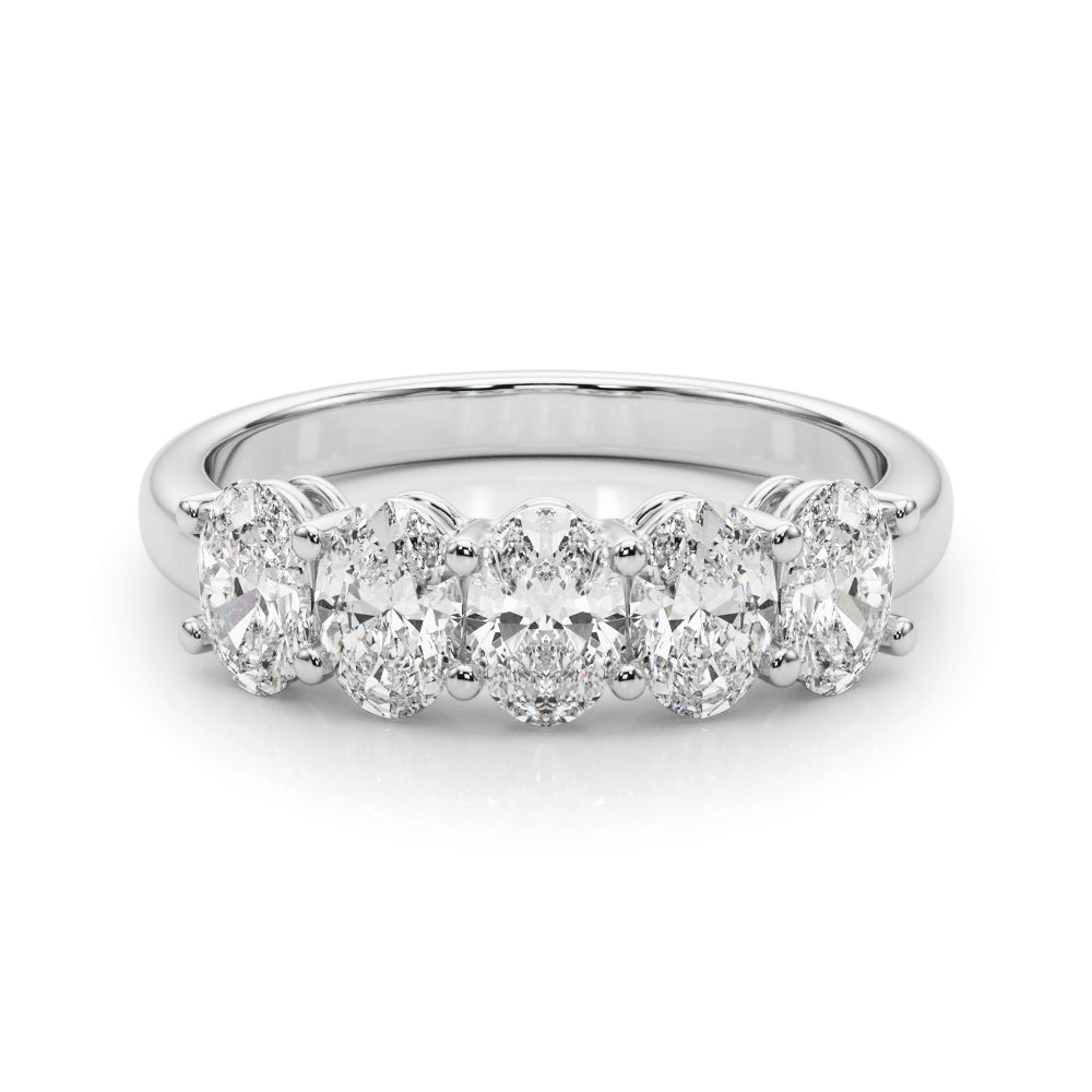 Shared Prong Oval Half Eternity Ring in Gold & Platinum