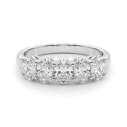 Shared Prong Oval Half Eternity Ring in Gold & Platinum