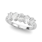 Shared Prong Oval Half Eternity Ring in Gold & Platinum