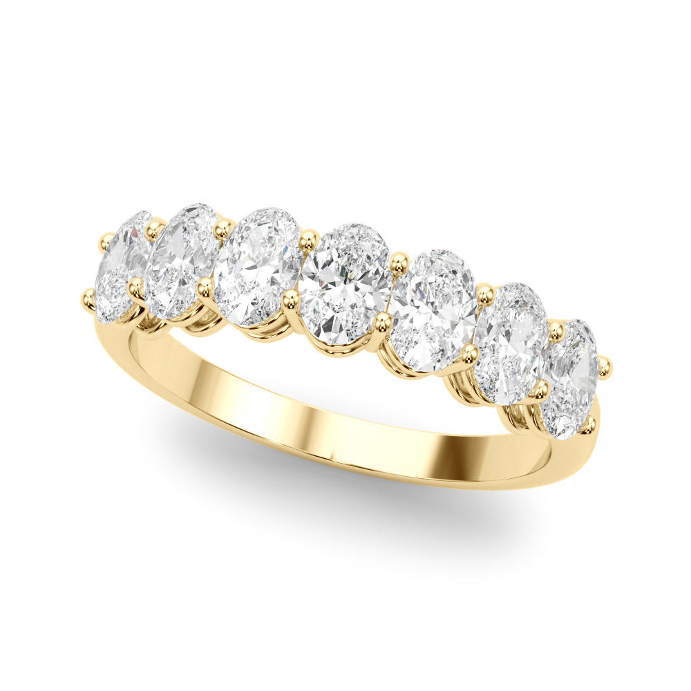 7-Stone Oval Shared Prong Half Eternity Ring in 10K/14K gold and platinum with certified lab-grown or natural diamonds