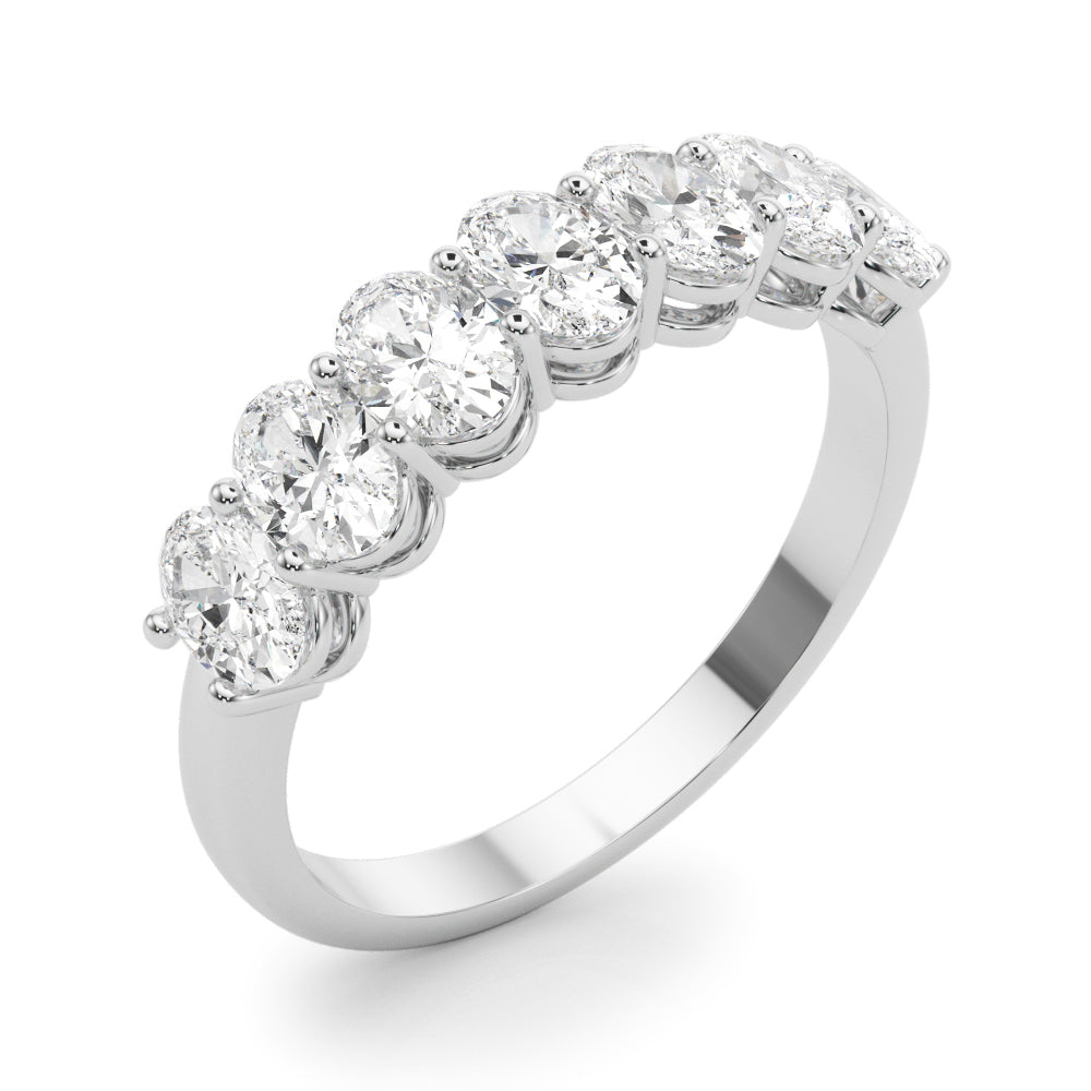 7-Stone Oval Shared Prong Half Eternity Ring in Gold & Platinum