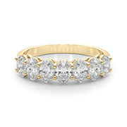 7-Stone Oval Shared Prong Half Eternity Ring in Gold & Platinum