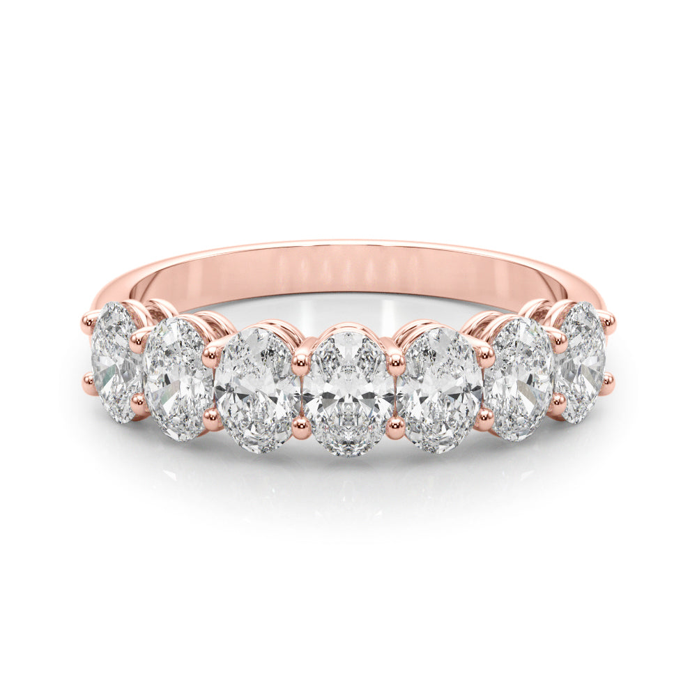 7-Stone Oval Shared Prong Half Eternity Ring in Gold & Platinum