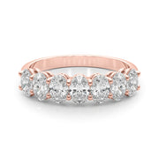 7-Stone Oval Shared Prong Half Eternity Ring in Gold & Platinum