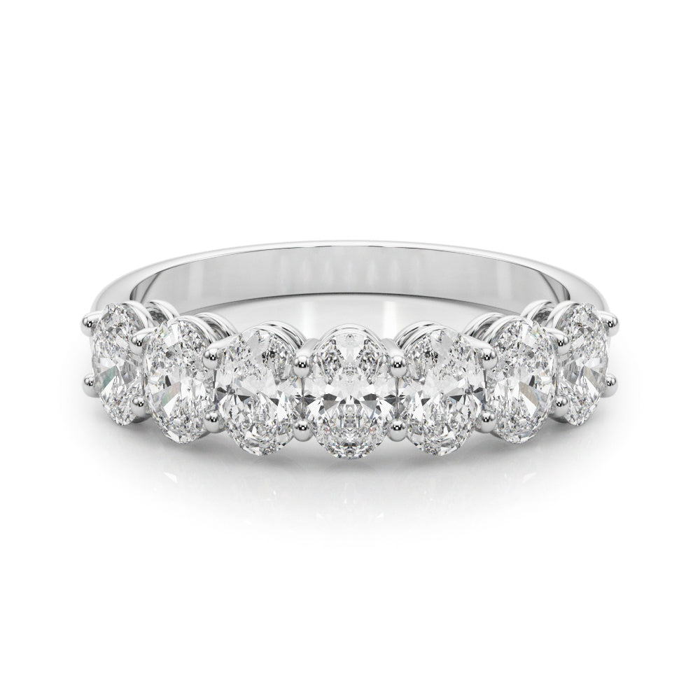7-Stone Oval Shared Prong Half Eternity Ring in Gold & Platinum