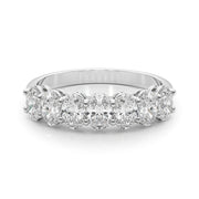 7-Stone Oval Shared Prong Half Eternity Ring in Gold & Platinum