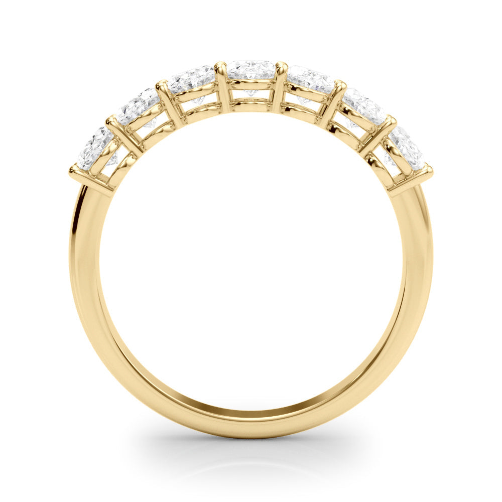 7-Stone Oval Shared Prong Half Eternity Ring in Gold & Platinum