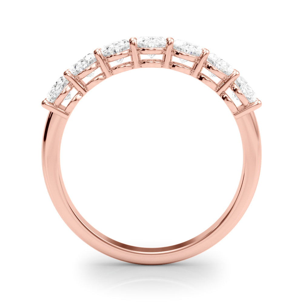 7-Stone Oval Shared Prong Half Eternity Ring in Gold & Platinum