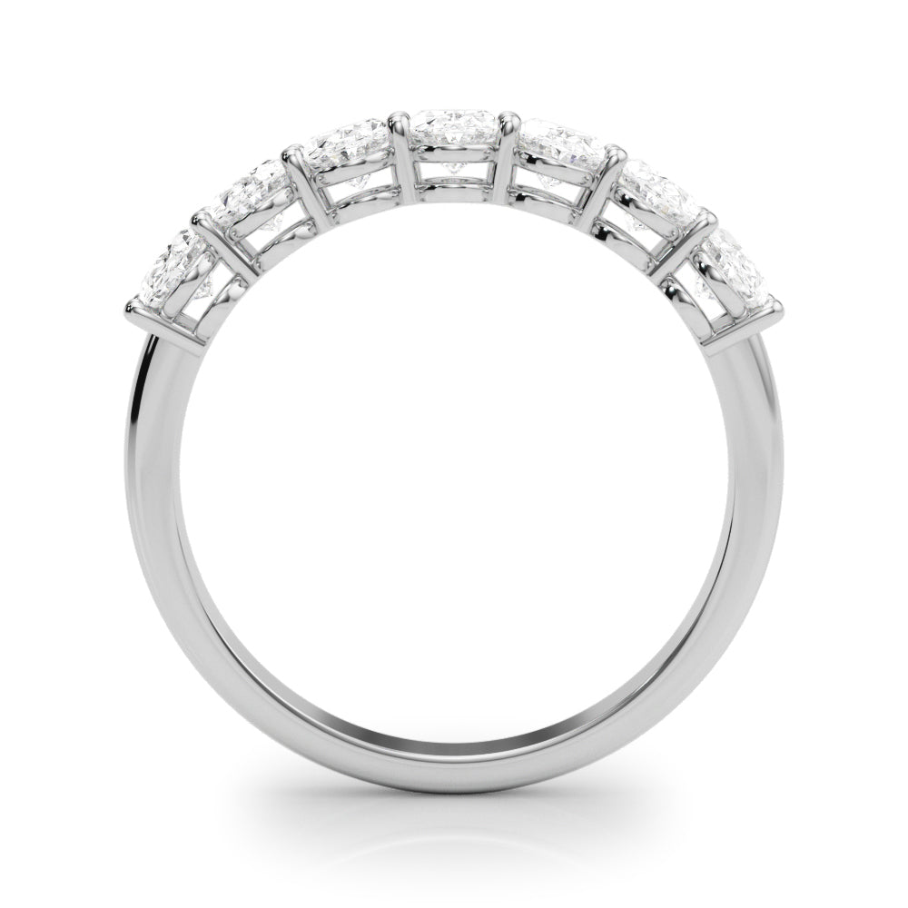 7-Stone Oval Shared Prong Half Eternity Ring in Gold & Platinum