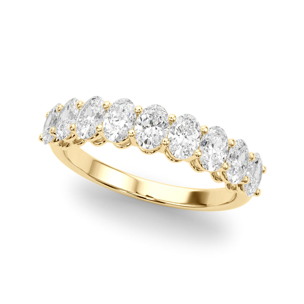 9-Stone Shared Prong Oval Half Eternity Ring in 10K/14K gold and platinum with certified lab-grown or natural diamonds