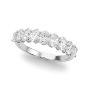 9-Stone Shared Prong Oval Half Eternity Ring in Gold & Platinum