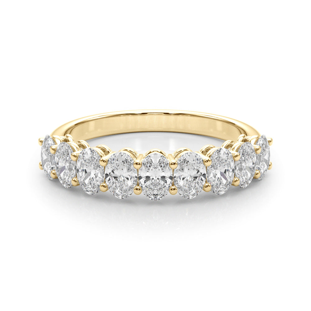 9-Stone Shared Prong Oval Half Eternity Ring in Gold & Platinum