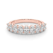 9-Stone Shared Prong Oval Half Eternity Ring in Gold & Platinum