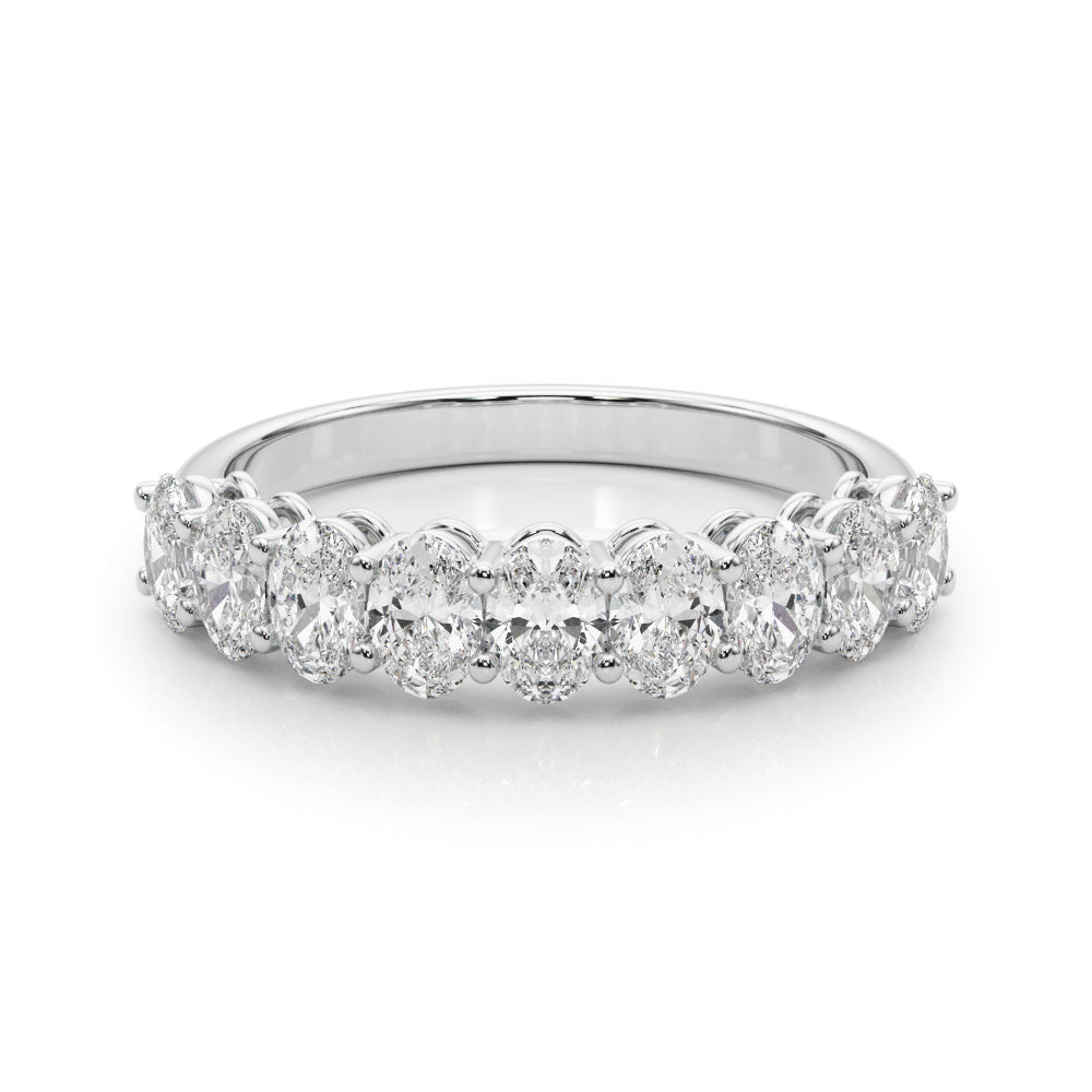 9-Stone Shared Prong Oval Half Eternity Ring in Gold & Platinum