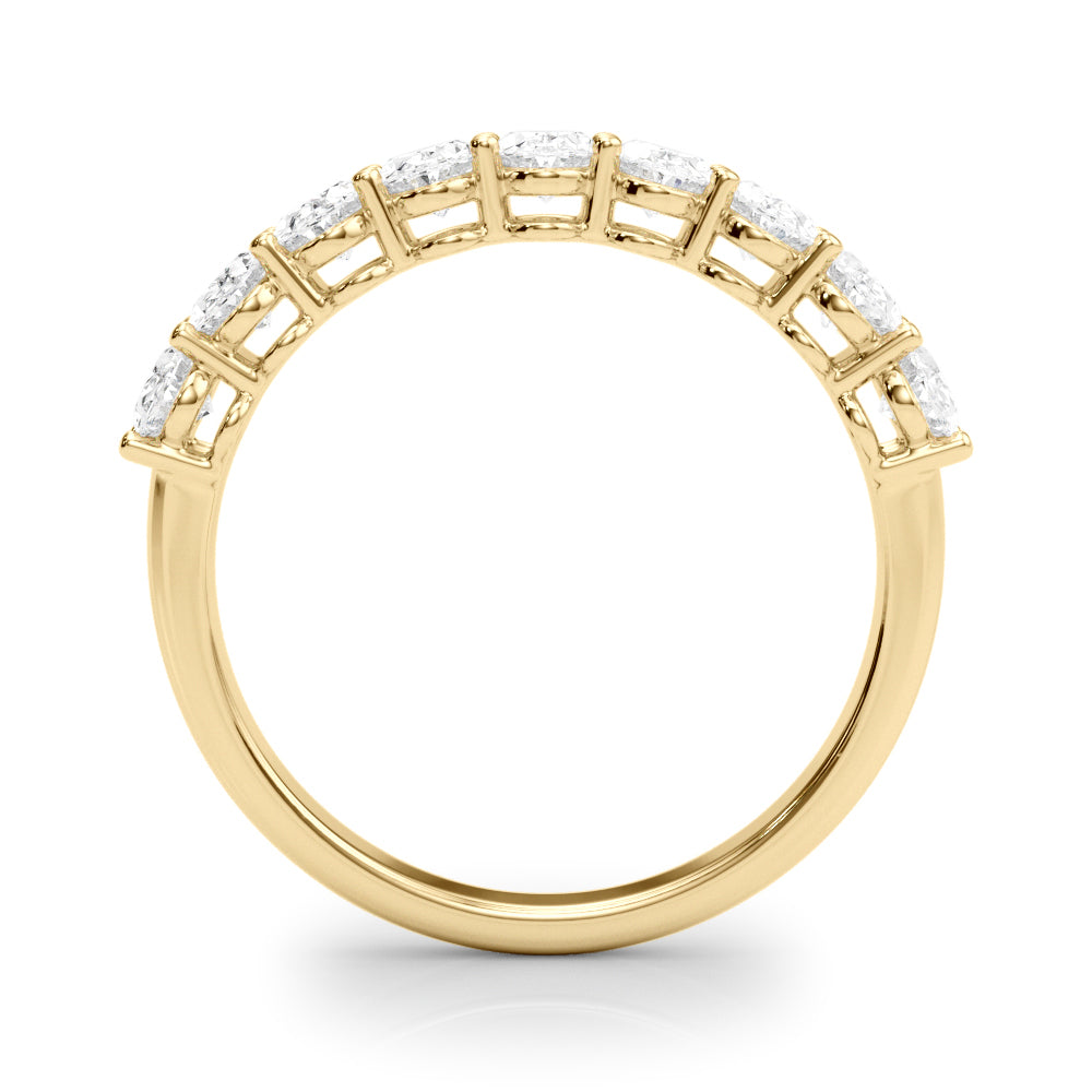 9-Stone Shared Prong Oval Half Eternity Ring in Gold & Platinum