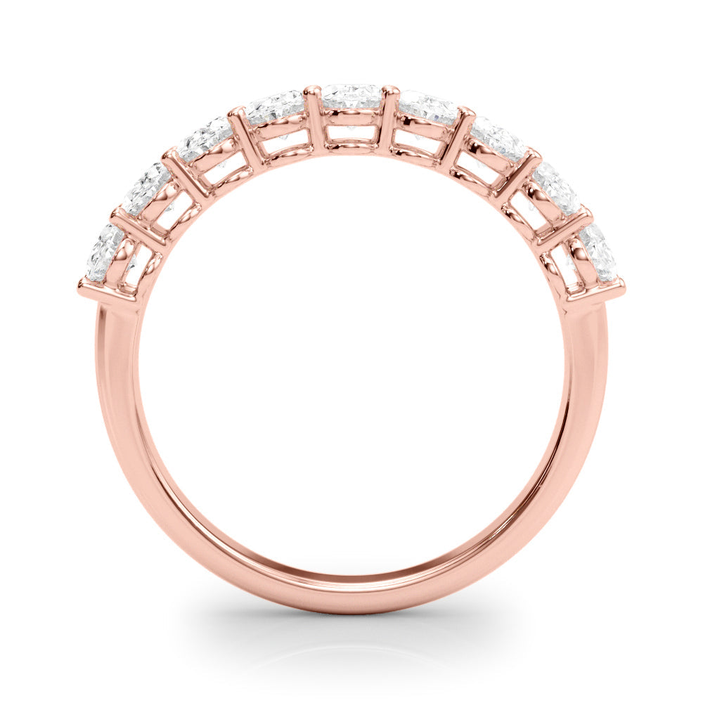 9-Stone Shared Prong Oval Half Eternity Ring in Gold & Platinum
