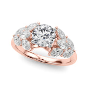 Crowned Mq Side Stones Engagement Ring Marquise Diamond Engagement Ring in 10K/14K gold and platinum with certified lab-grown or natural diamonds