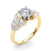 Crowned Mq Side Stones Engagement Ring Marquise Diamond Engagement Ring in 10K/14K gold and platinum with certified lab-grown or natural diamonds