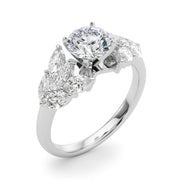Crowned Mq Side Stones Engagement Ring Marquise Diamond Engagement Ring in 10K/14K gold and platinum with certified lab-grown or natural diamonds