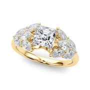 Crowned Mq Side Stones Engagement Ring Marquise Diamond Engagement Ring in 10K/14K gold and platinum with certified lab-grown or natural diamonds