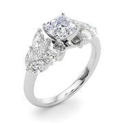 Crowned Mq Side Stones Engagement Ring Marquise Diamond Engagement Ring in 10K/14K gold and platinum with certified lab-grown or natural diamonds
