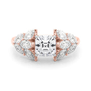 Crowned Mq Side Stones Engagement Ring Marquise Diamond Engagement Ring in 10K/14K gold and platinum with certified lab-grown or natural diamonds