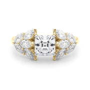 Crowned Mq Side Stones Engagement Ring Marquise Diamond Engagement Ring in 10K/14K gold and platinum with certified lab-grown or natural diamonds