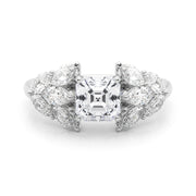Crowned Mq Side Stones Engagement Ring Marquise Diamond Engagement Ring in 10K/14K gold and platinum with certified lab-grown or natural diamonds