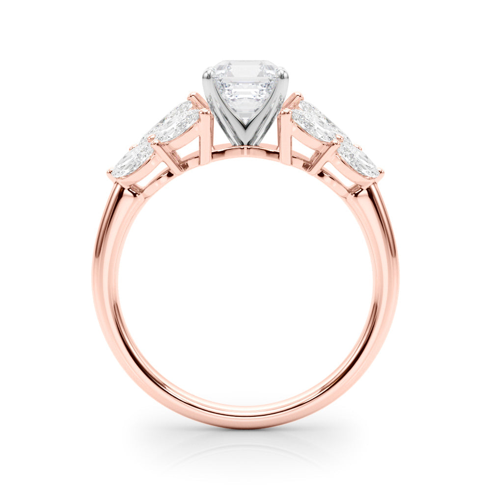 Crowned Mq Side Stones Engagement Ring Marquise Diamond Engagement Ring in 10K/14K gold and platinum with certified lab-grown or natural diamonds