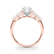 Crowned Mq Side Stones Engagement Ring Marquise Diamond Engagement Ring in 10K/14K gold and platinum with certified lab-grown or natural diamonds