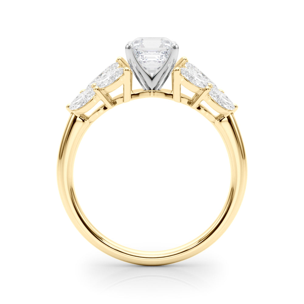 Crowned Mq Side Stones Engagement Ring Marquise Diamond Engagement Ring in 10K/14K gold and platinum with certified lab-grown or natural diamonds
