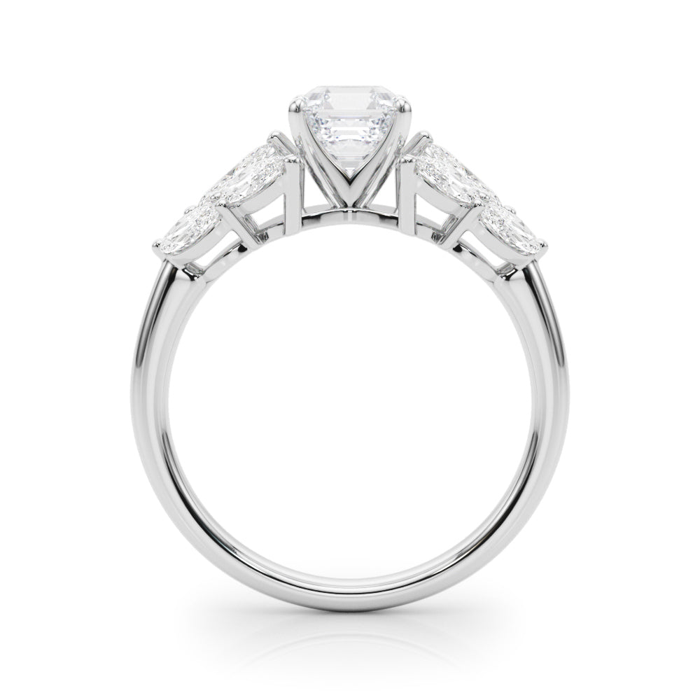 Crowned Mq Side Stones Engagement Ring Marquise Diamond Engagement Ring in 10K/14K gold and platinum with certified lab-grown or natural diamonds
