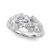 Crowned Mq Side Stones Engagement Ring Marquise Diamond Engagement Ring in 10K/14K gold and platinum with certified lab-grown or natural diamonds