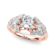 Crowned Mq Side Stones Engagement Ring Marquise Diamond Engagement Ring in 10K/14K gold and platinum with certified lab-grown or natural diamonds