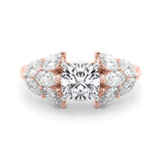 Crowned Mq Side Stones Engagement Ring Marquise Diamond Engagement Ring in 10K/14K gold and platinum with certified lab-grown or natural diamonds