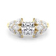 Crowned Mq Side Stones Engagement Ring Marquise Diamond Engagement Ring in 10K/14K gold and platinum with certified lab-grown or natural diamonds