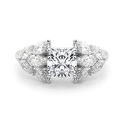 Crowned Mq Side Stones Engagement Ring Marquise Diamond Engagement Ring in 10K/14K gold and platinum with certified lab-grown or natural diamonds