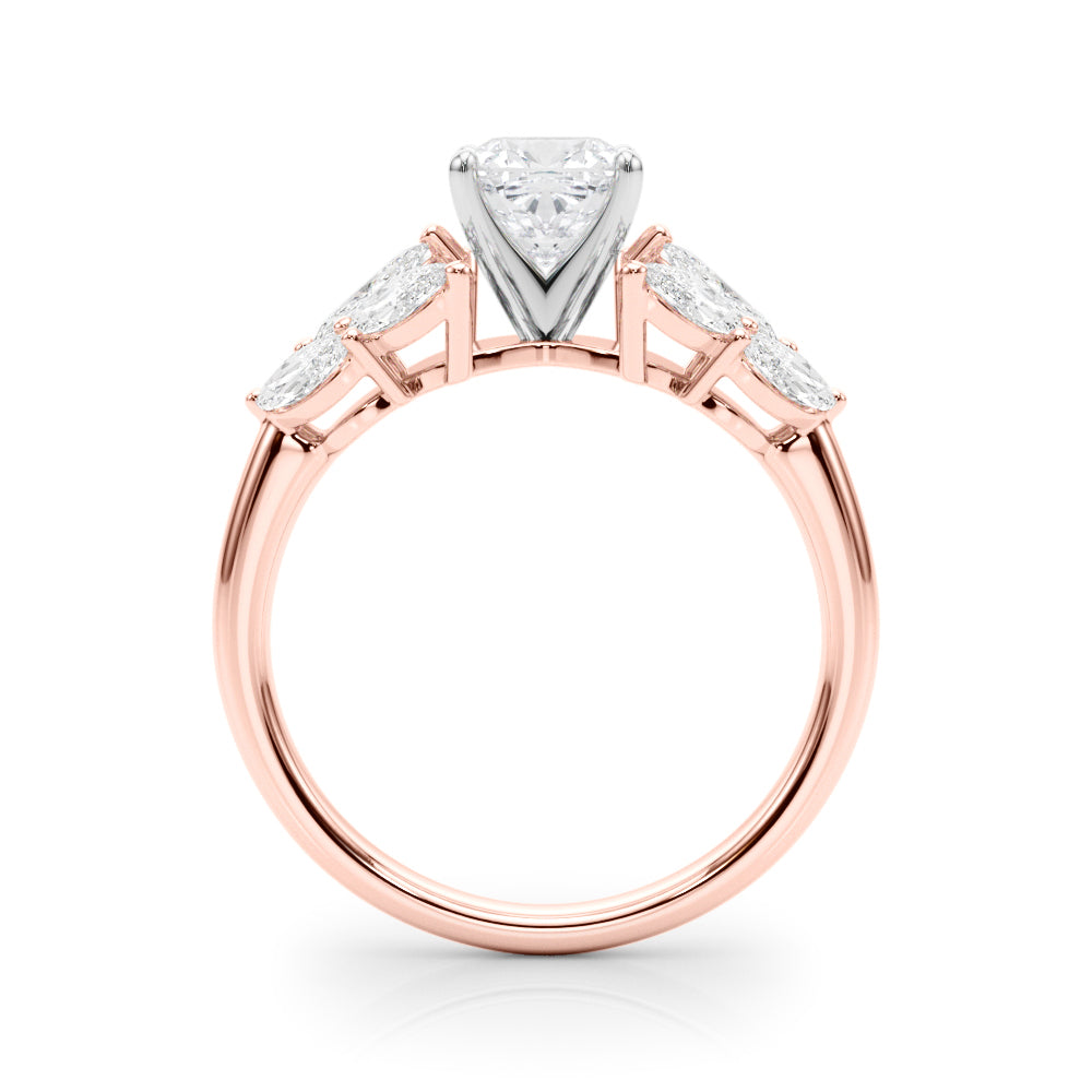 Crowned Mq Side Stones Engagement Ring Marquise Diamond Engagement Ring in 10K/14K gold and platinum with certified lab-grown or natural diamonds