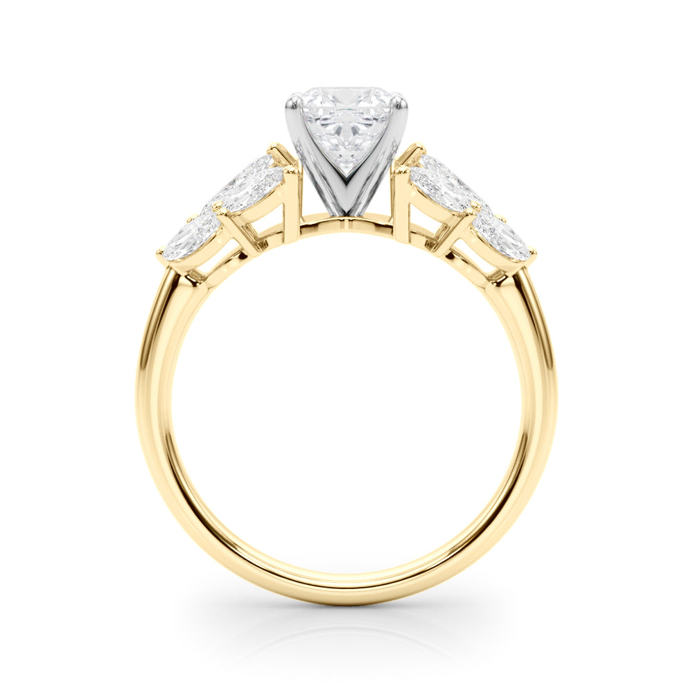 Crowned Mq Side Stones Engagement Ring Marquise Diamond Engagement Ring in 10K/14K gold and platinum with certified lab-grown or natural diamonds