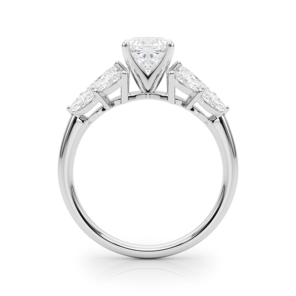 Crowned Mq Side Stones Engagement Ring Marquise Diamond Engagement Ring in 10K/14K gold and platinum with certified lab-grown or natural diamonds