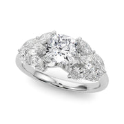 Crowned Mq Side Stones Engagement Ring Marquise Diamond Engagement Ring in 10K/14K gold and platinum with certified lab-grown or natural diamonds
