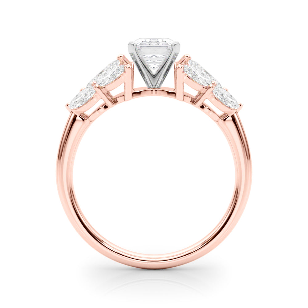 Crowned Mq Side Stones Engagement Ring Marquise Diamond Engagement Ring in 10K/14K gold and platinum with certified lab-grown or natural diamonds