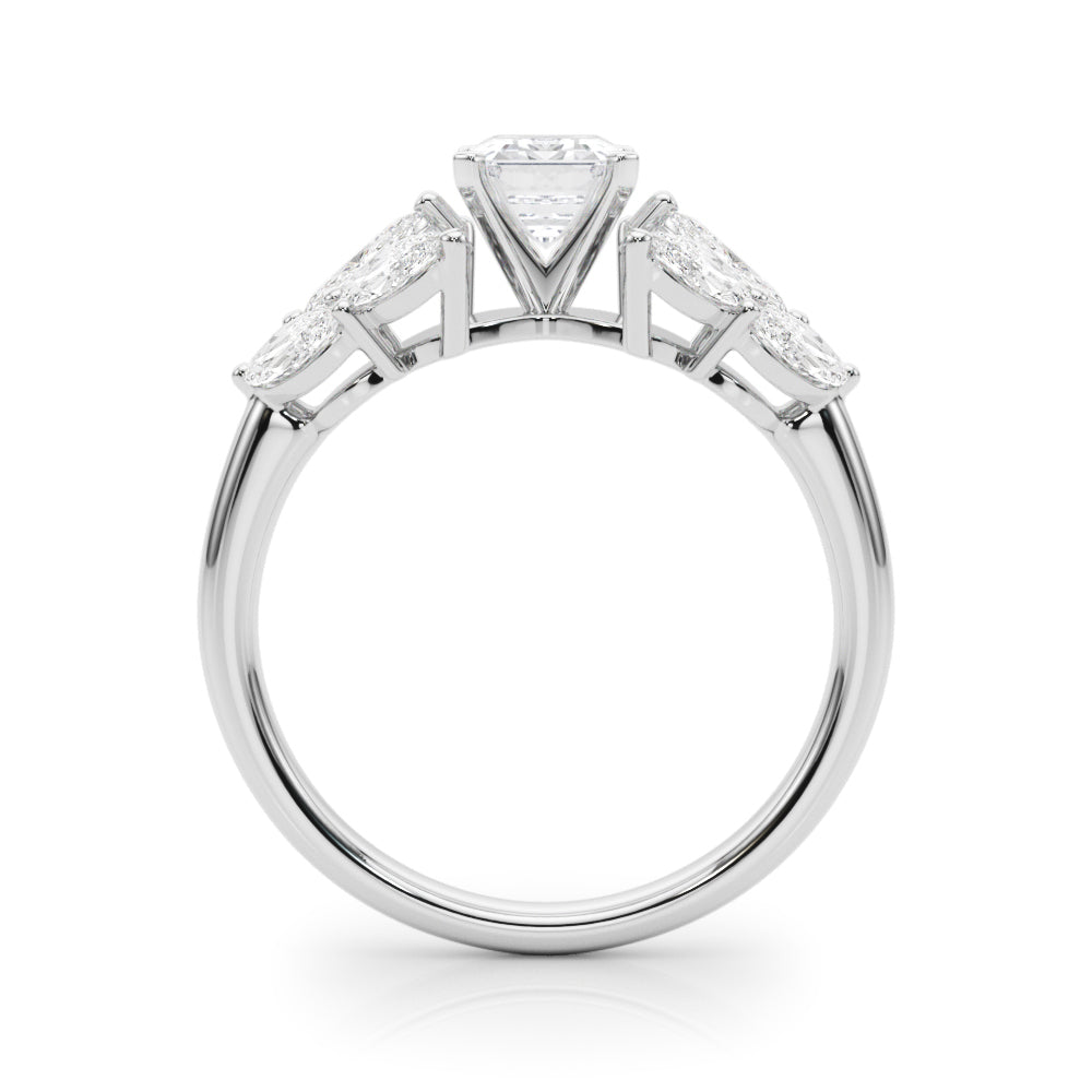 Crowned Mq Side Stones Engagement Ring Marquise Diamond Engagement Ring in 10K/14K gold and platinum with certified lab-grown or natural diamonds