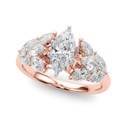 Crowned Mq Side Stones Engagement Ring Marquise Diamond Engagement Ring in 10K/14K gold and platinum with certified lab-grown or natural diamonds
