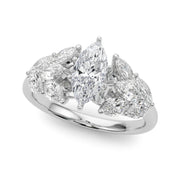 Crowned Mq Side Stones Engagement Ring Marquise Diamond Engagement Ring in 10K/14K gold and platinum with certified lab-grown or natural diamonds