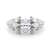 Crowned Mq Side Stones Engagement Ring Marquise Diamond Engagement Ring in 10K/14K gold and platinum with certified lab-grown or natural diamonds