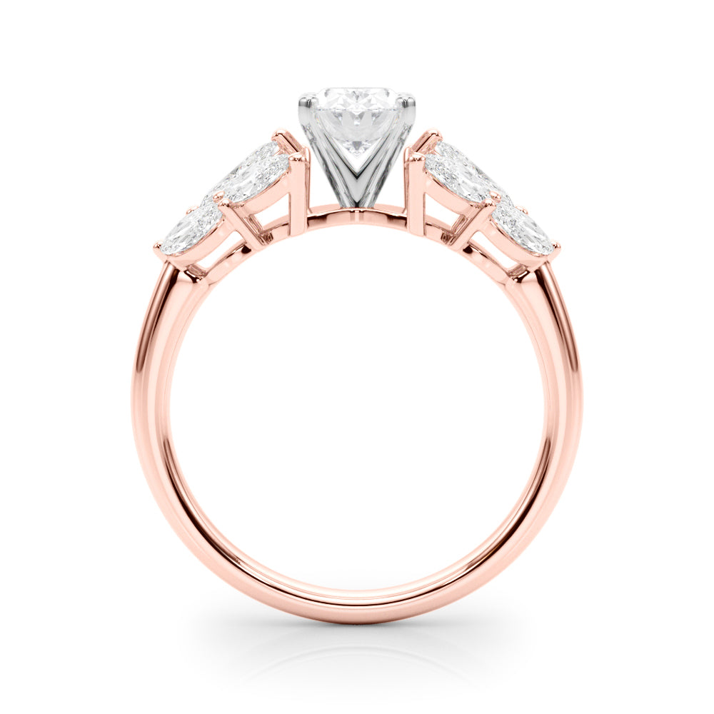 Crowned Mq Side Stones Engagement Ring Marquise Diamond Engagement Ring in 10K/14K gold and platinum with certified lab-grown or natural diamonds